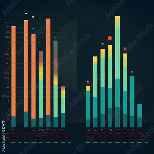 Bar chart increase in flat and glyph styles background