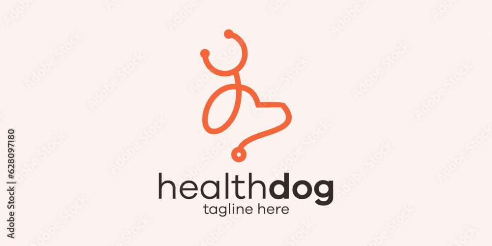logo design minimalist head dog and stethoscope icon vector inspiration