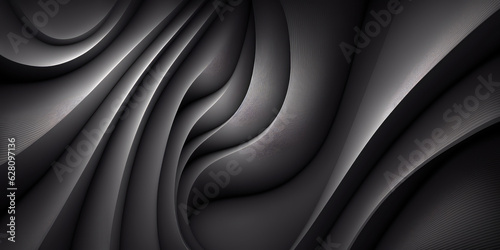 Black abstract background design. Modern wavy line pattern. Generative AI