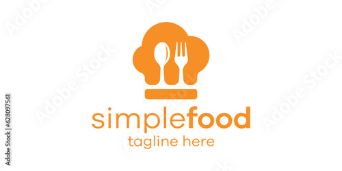 restaurant logo design negative space spoon and fork in chef hat