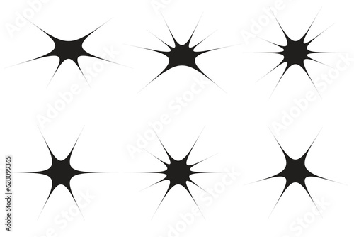 Abstract line star rotating explosion vortex vector illustration. Sharp line sun rise icon, silhouette of sun shine, rotating star, explosion vortex, star linear spiral movement vector illustration.	