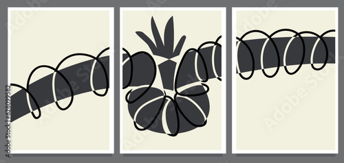 Set of minimal 20s geometric. set of wave monochrome abstract style painting vector illustration