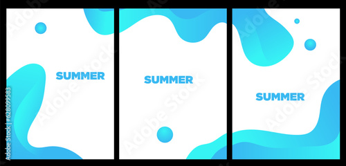 set of blue water wave. abstract style painting vector illustration