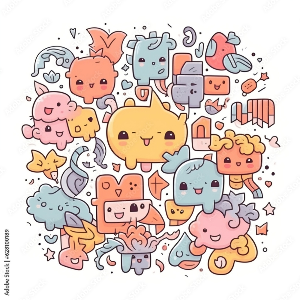 Obraz premium cute doodle puzzles cartoon style, illustrator