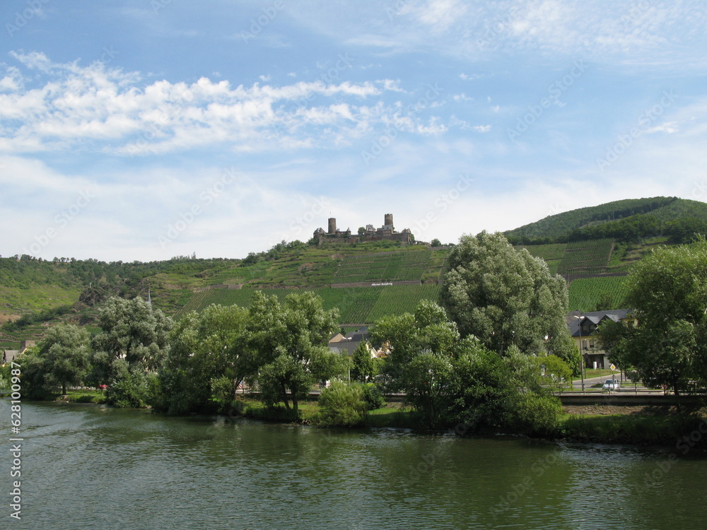 Landschaft an der Mosel mit Weinbergen