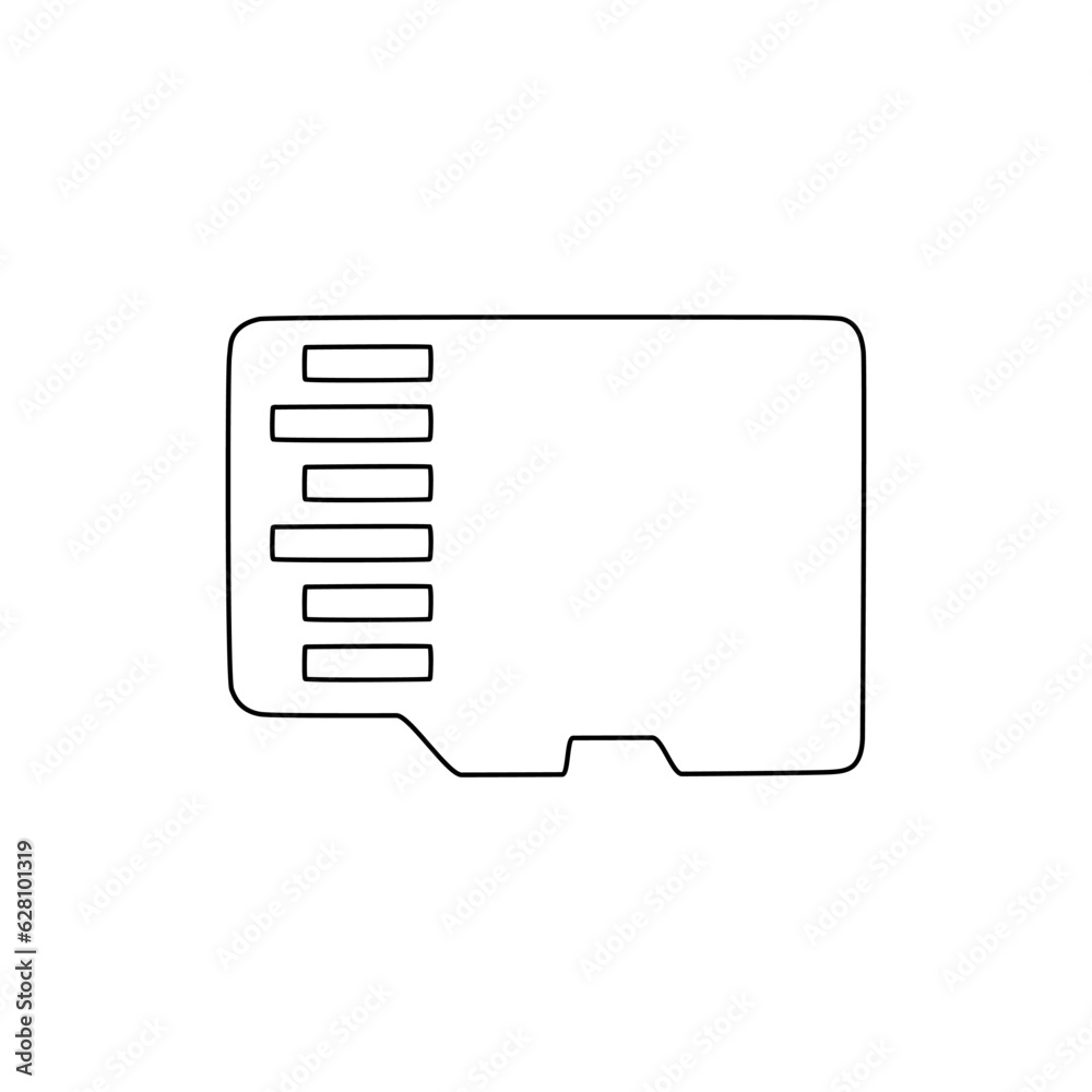 Memory card storage in doodle vector style, sd card Memory card storage in doodle vector style, sd card