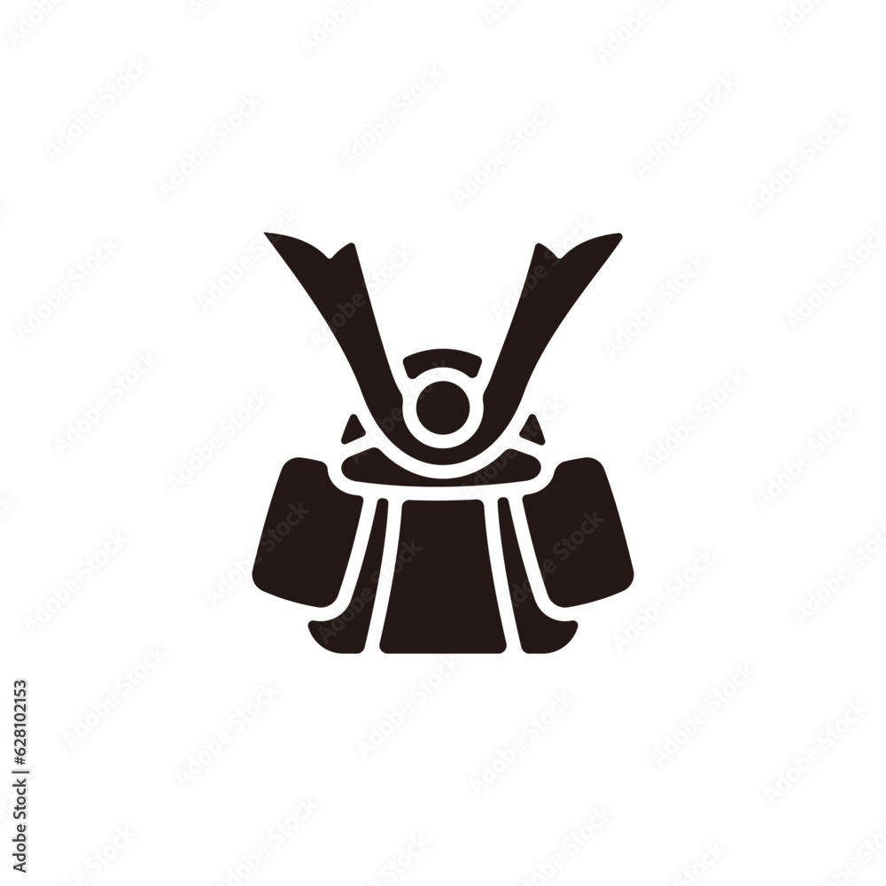 Samurai helmet icon.Flat silhouette version. Samurai helmet icon.Flat silhouette version.