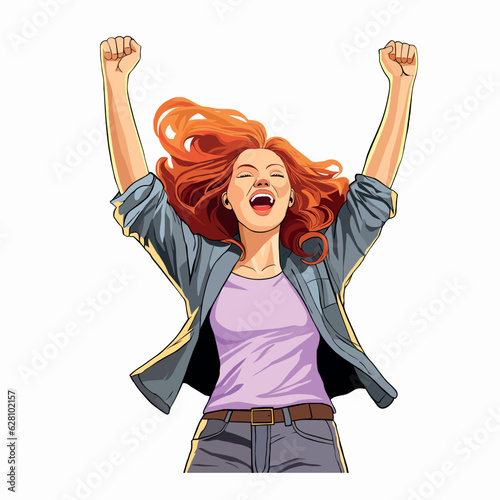 Happy women are celebrating a victory. Vector illustration.