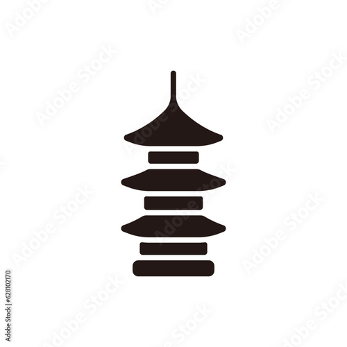 Japanese pagoda icon.Flat silhouette version.