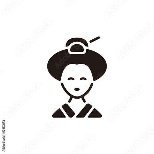 Geisha icon.Flat silhouette version.