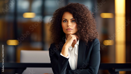 Successful businesswoman stands in a creative office. Portrait of a beautiful business woman
