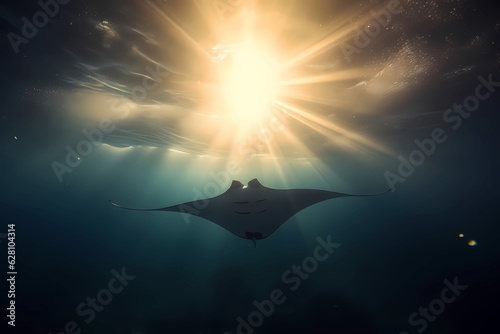 Manta ray swimming in the ocean