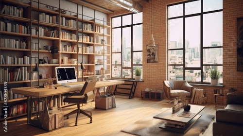 A well-designed home office with functional workspace. AI generated © PandaStockArt