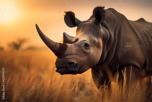 Portrait of an endangered rhinoceros