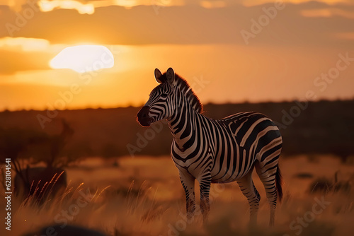 Portrait of a zebra during sunset © Alcuin