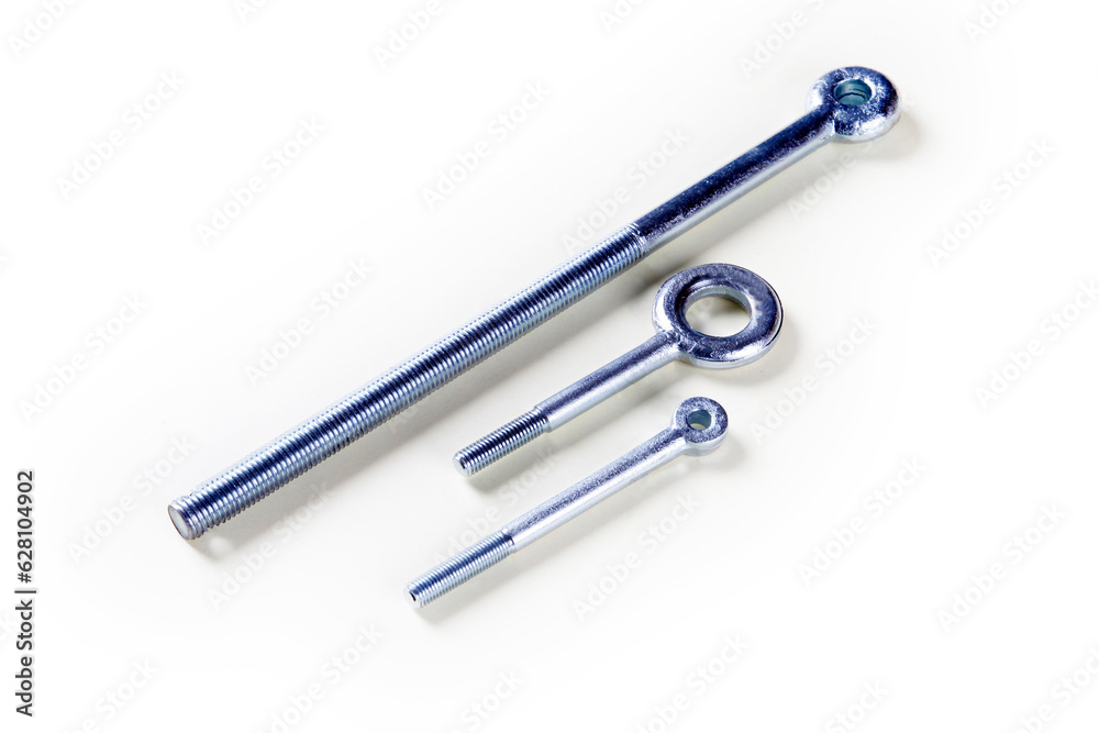 steel screws on a white background steel screws on a white background