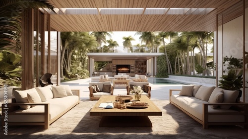 Indoor-Outdoor Living for a harmonious living experience. AI generated © PandaStockArt