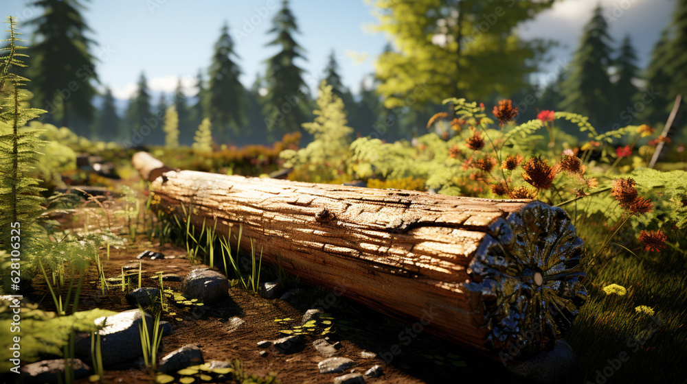 Nature with tree trunk logs. Generative Ai Nature with tree trunk logs. Generative Ai