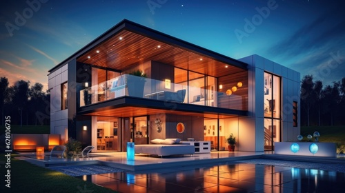 A home showcasing advanced smart home technology and automation. AI generated
