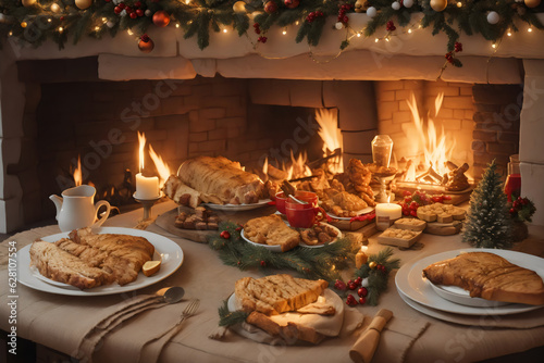 Merry Christmas Dining Affair, Festive Dinner Display, Twinkling Fairy Lights, Seasonal Indulgence