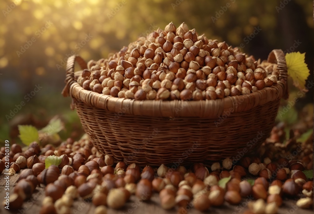 hazelnut in a basket, Generative Ai