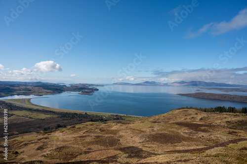 Views of the Scottish coast and islands looking west towards Mull