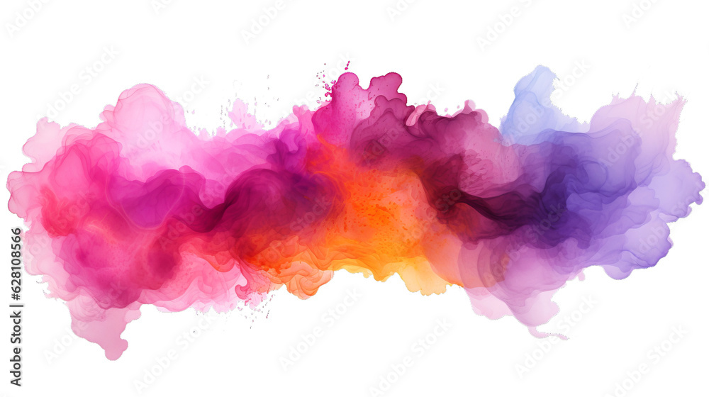 Abstract colorful multicolored colors painting illustration - watercolor splashes or stain, isolated on transparent background PNG (Generative Ai)
