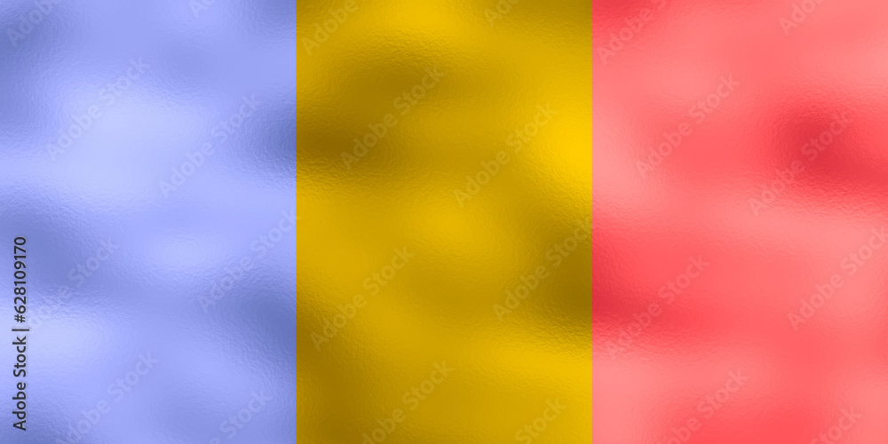 Obraz premium Flag of Chad. 2:3 Proportions. Original to scale. Chadian special flag. Metallic glamour design.