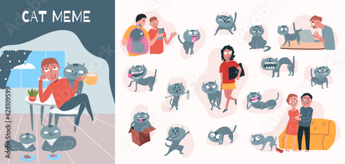 Cat Meme Compositions Set