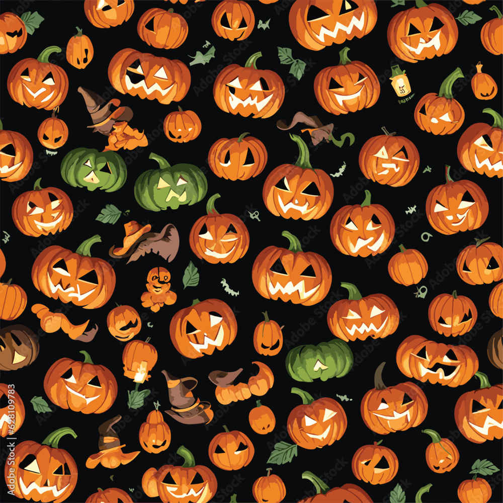 Seamless halloween pattern with pumpkins Seamless halloween pattern with pumpkins