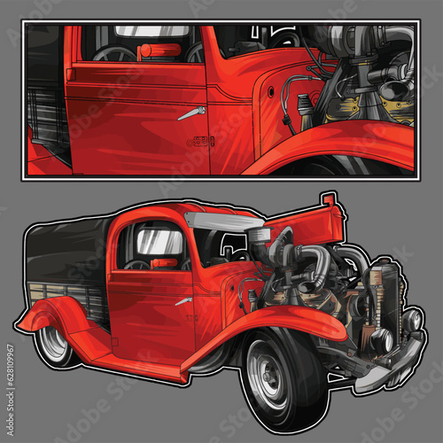 red drag race illustration isolated in the gray background for poster, t-shirt, graphic design, business element, and card