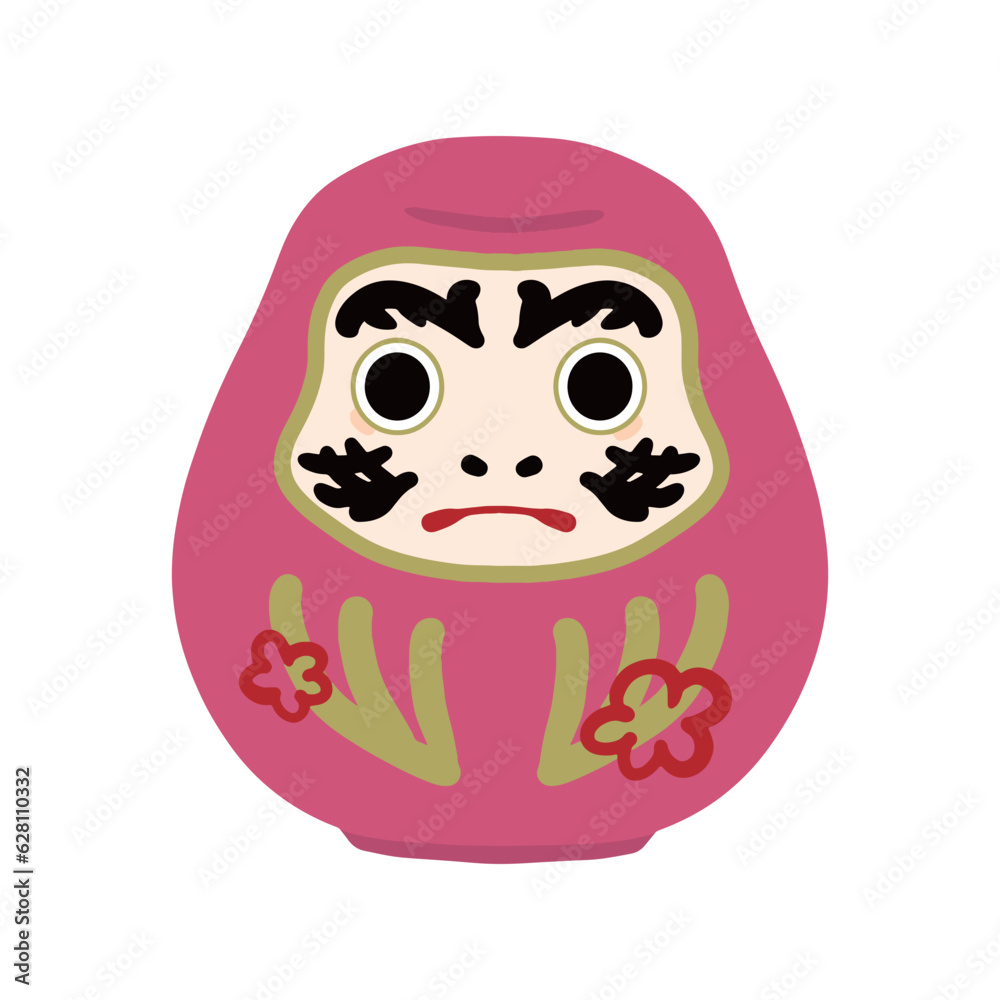 黒目のだるま 梅ピンク イラスト 黒目のだるま 梅ピンク イラスト