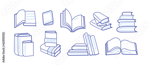 Open and closed book line sketch. Art line symbol