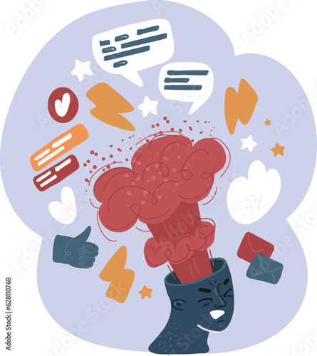 Fotografija Vector illustration of Head with bomb instead on brain