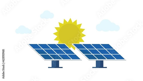solar panel with sun on it, animated scene explanation