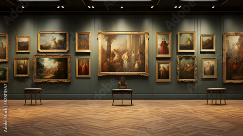 Classic art  gallery mock-up, poster frames close up  photo
