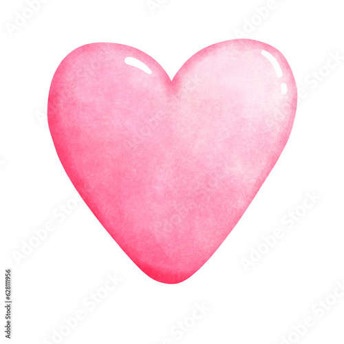 Watercolor Pink Hart. PNG file format isolated on transparent background