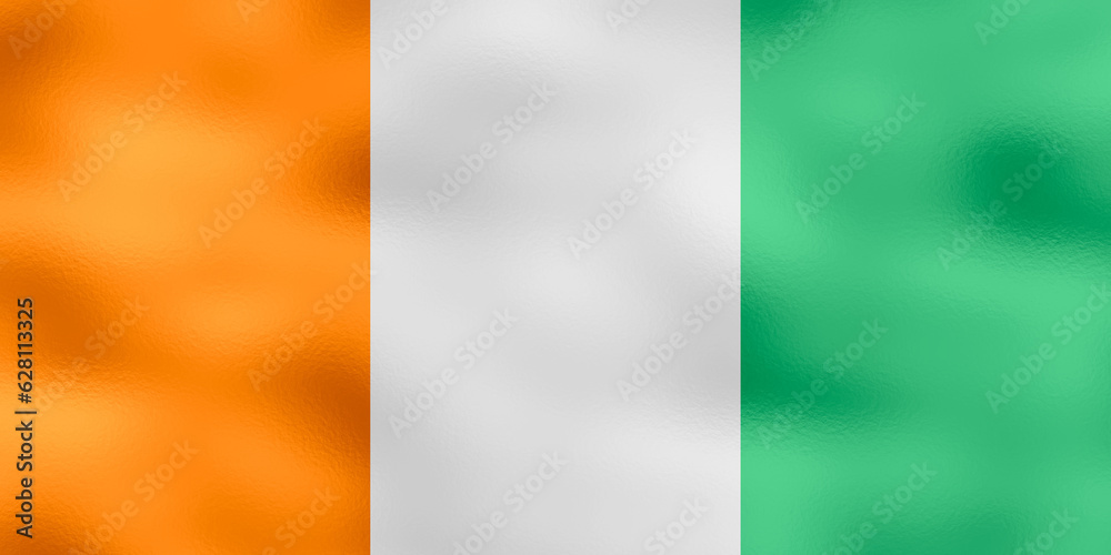 Flag of Ivory Coast. 2:3 Proportions. Original to scale. Ivorian special flag. Metallic glamour design. Flag of Ivory Coast. 2:3 Proportions. Original to scale. Ivorian special flag. Metallic glamour design.