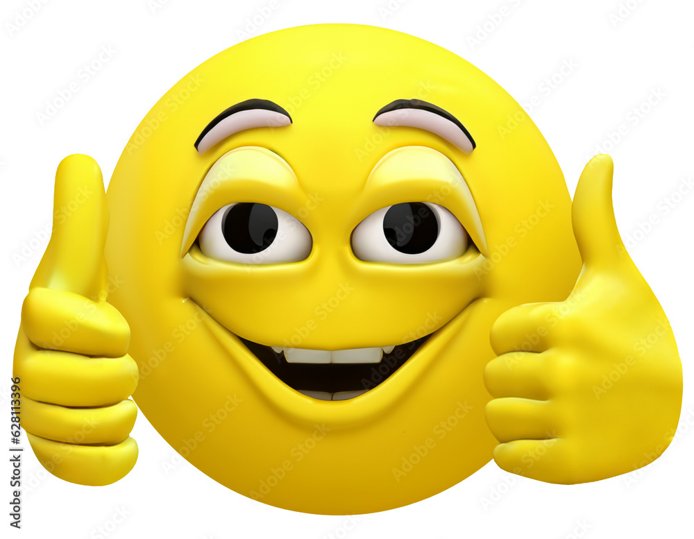 funny yellow smiley face with thumbs up Stock Photo | Adobe Stock
