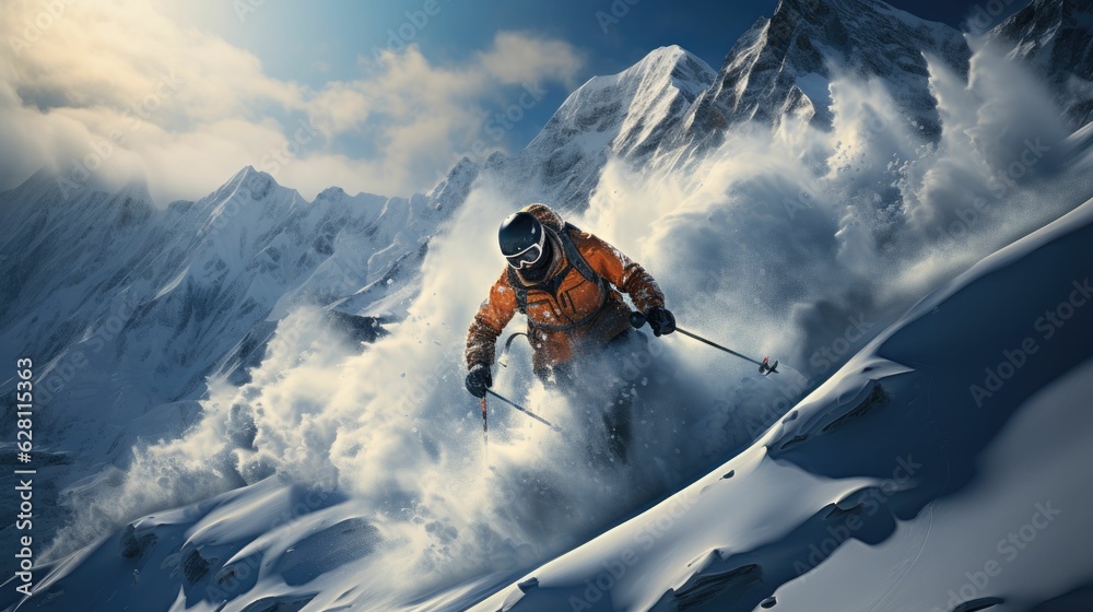 sport extreme winter skiing, jet ski sport extreme winter skiing, jet ski
