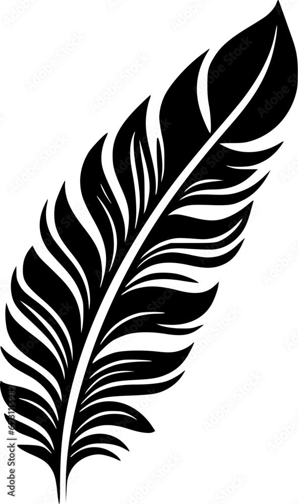 Obraz premium Feather - Black and White Isolated Icon - Vector illustration