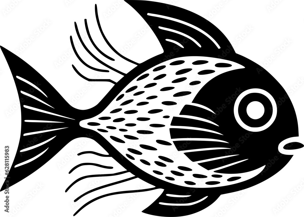 Fish | Black and White Vector illustration Fish | Black and White Vector illustration