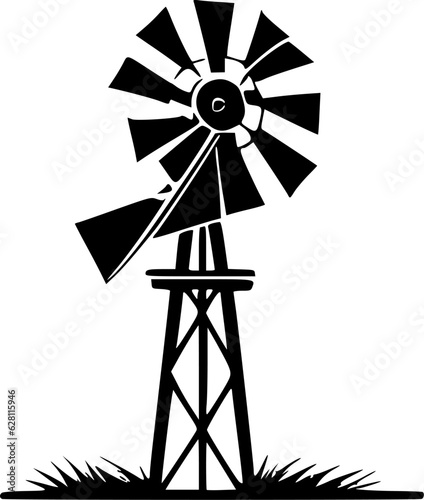 Windmill - Black and White Isolated Icon - Vector illustration