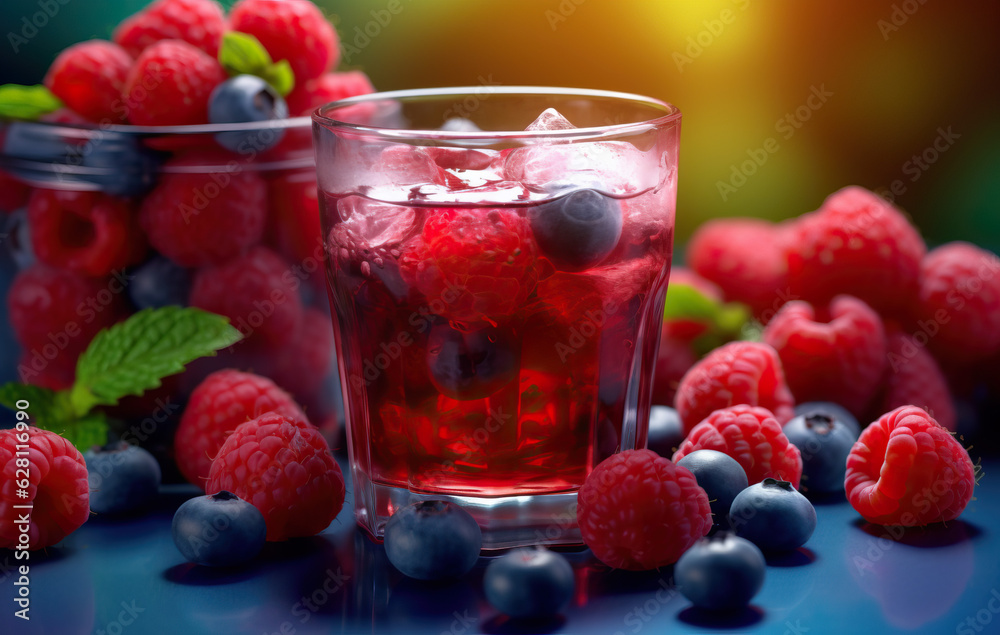 raspberry and blackberry smoothie in a glass created with Generative AI technology raspberry and blackberry smoothie in a glass created with Generative AI technology