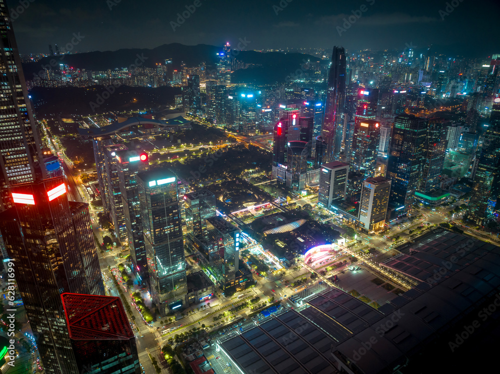 Shenzhen ,China - July 18,2022: Aerial view of landscape in Shenzhen city, China