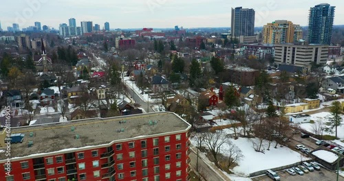 Aerial hyperlapse view of downtown Waterloo, Ontario, Canada 4K photo