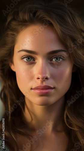 Closeup portrait of a gorgeous woman with a melancholy expression on her face