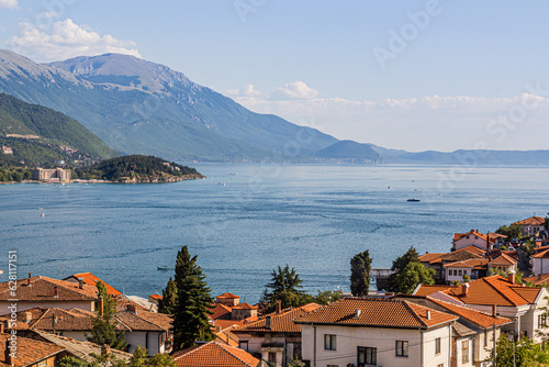 View of Ohrid lake from Ohrid town, North Macedonia