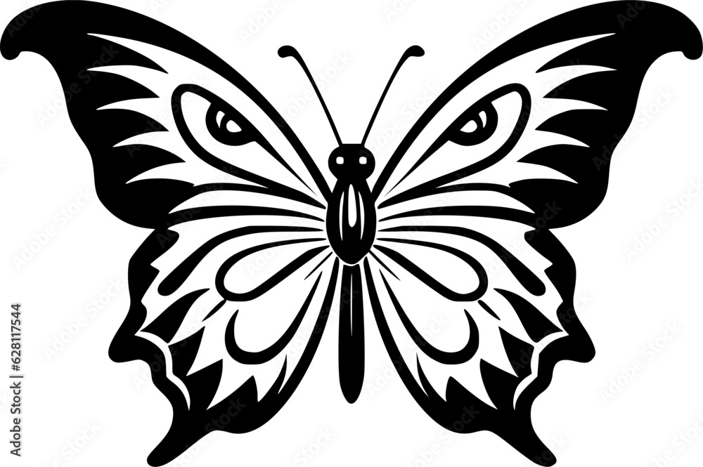 Butterfly - Black and White Isolated Icon - Vector illustration Butterfly - Black and White Isolated Icon - Vector illustration