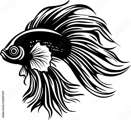 Beta Fish - Black and White Isolated Icon - Vector illustration